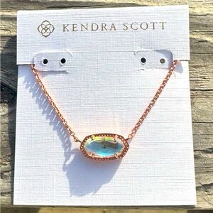 ✸Kendra Scott Elisa Pendant Necklace with a Dichroic Glass Stone in Rose Gold
